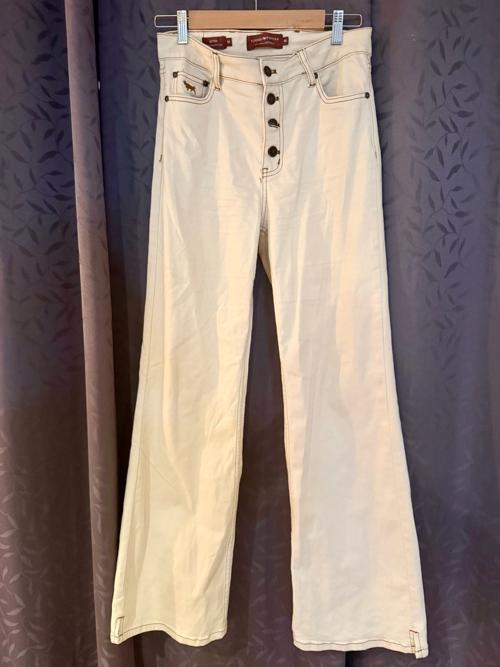 Ringers Western High-Waisted Cream Wide-Leg Women’s Jeans